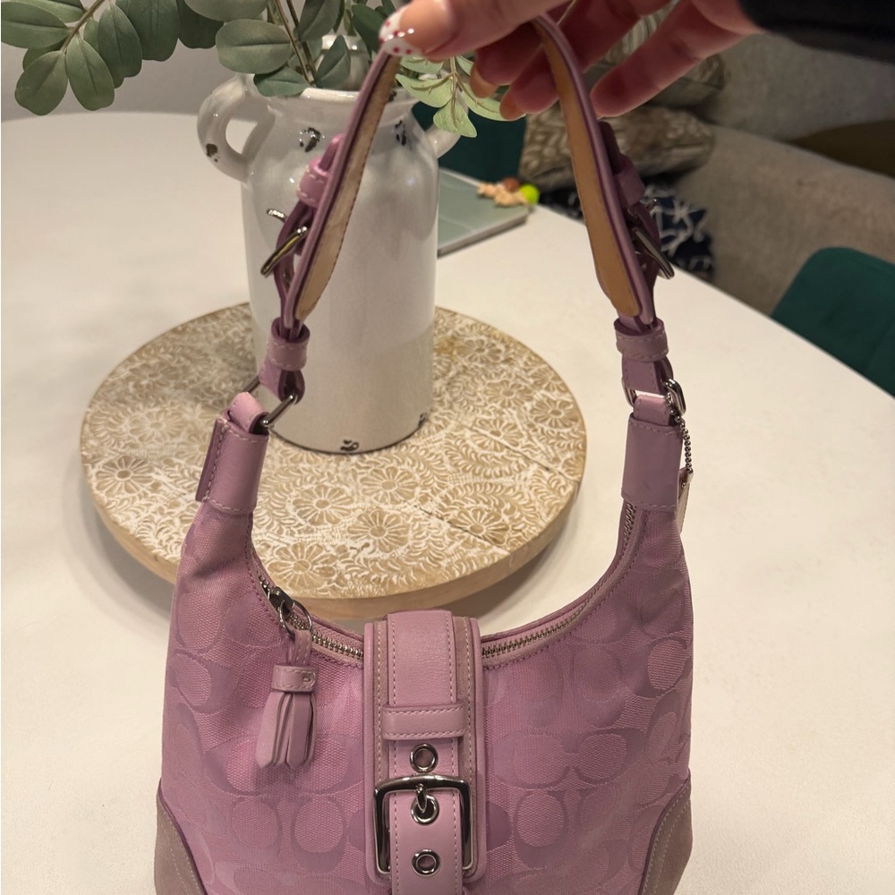 Coach Light Pink Signature Jacquard Hobo Bag - Picture 2 of 13